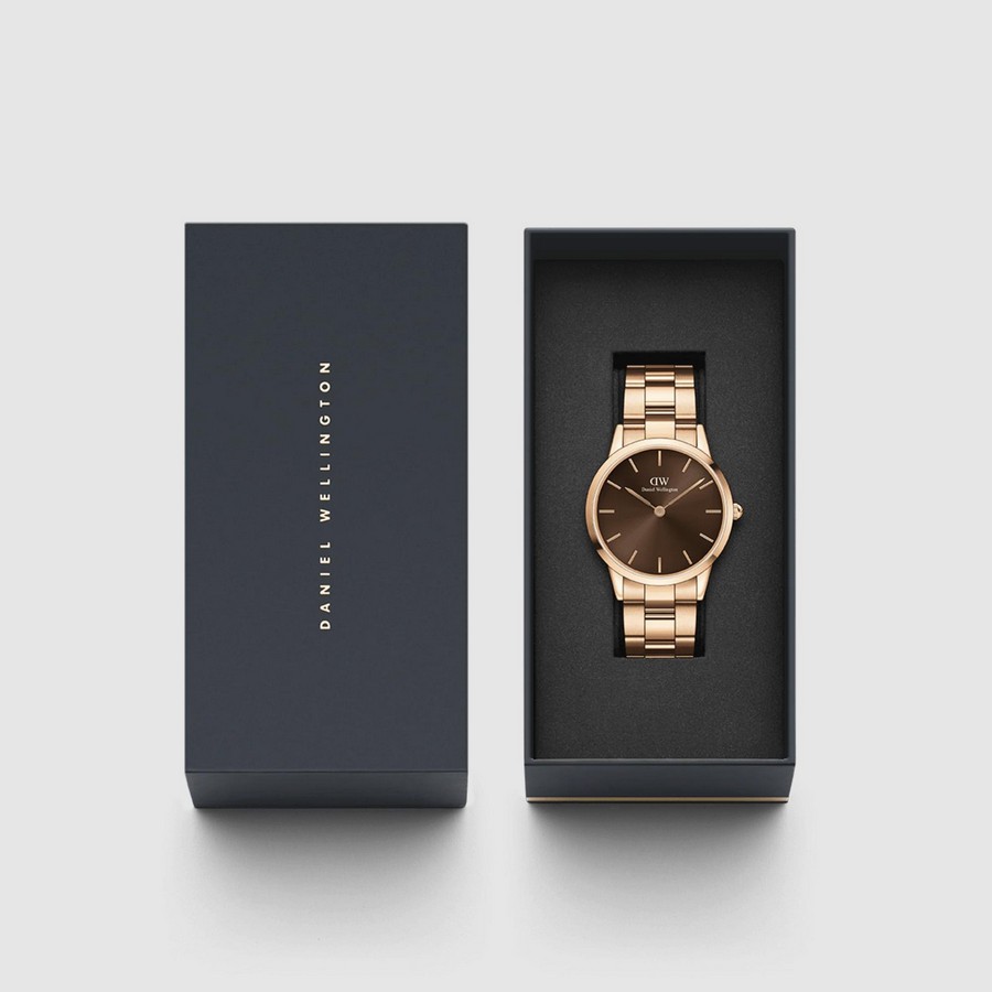 Đồng Hồ Dw Daniel Wallington Iconic Link Amber Nữ Vàng Nâu